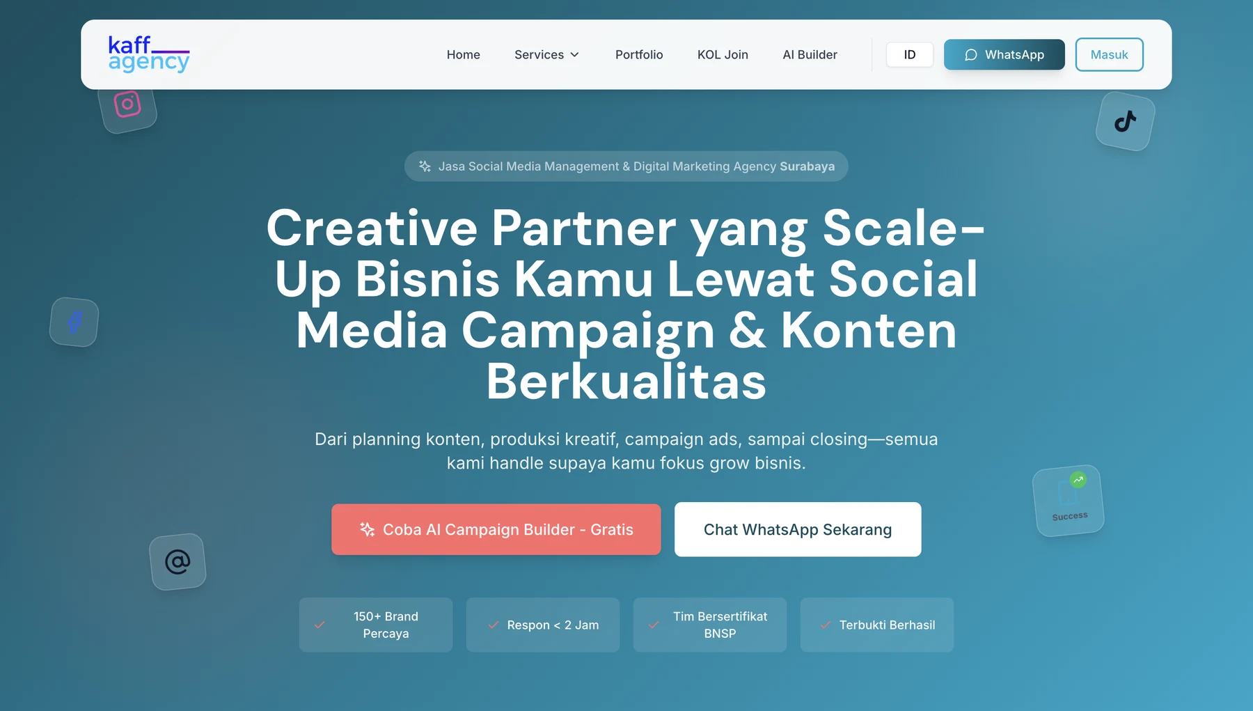 Updated Kaff Agency website with its creative partner positioning