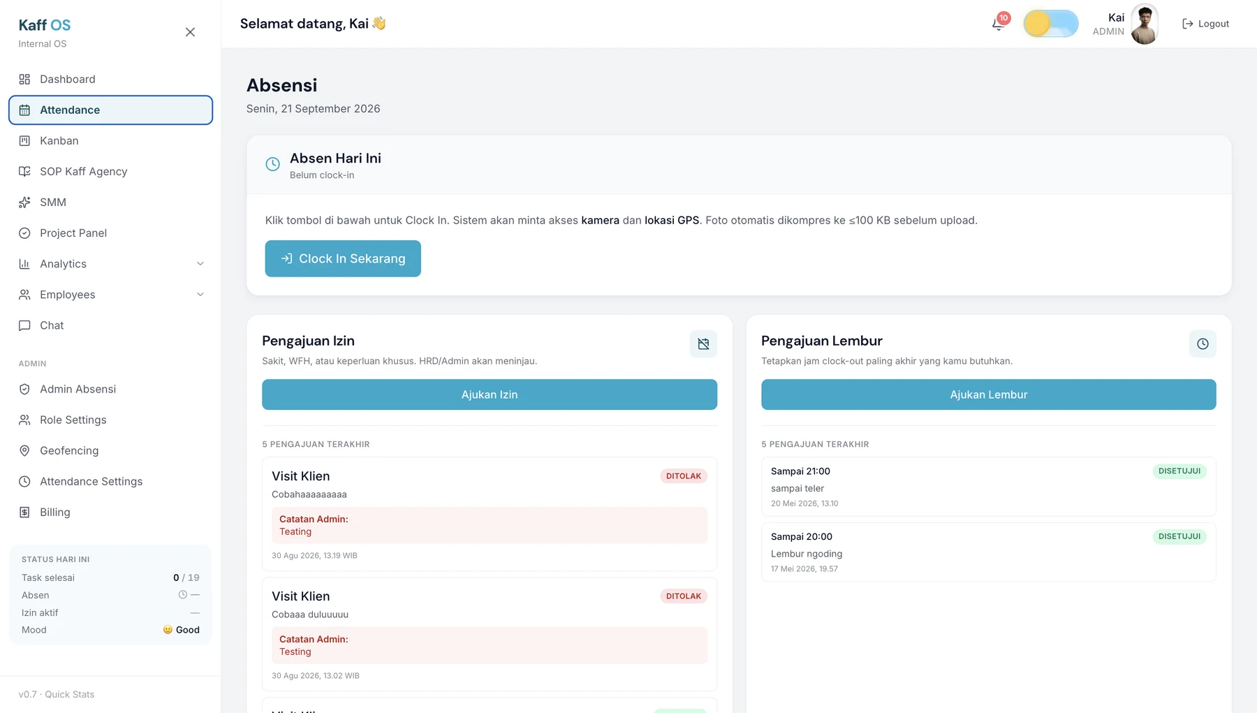 Attendance & requests