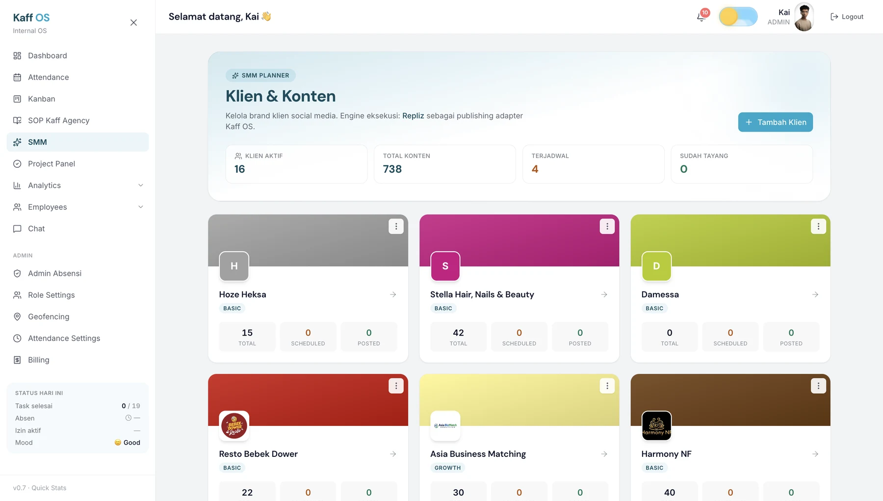 Client & content organization